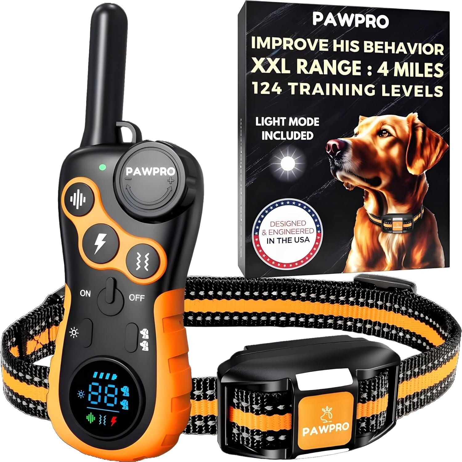 Rechargeable Dog Shock Collar - 4-Mile Range & Beep, Vibration, Shock Modes