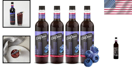 Authentic Blueberry Syrup - 25.4 Fl Oz Bottles (4-Pack) for Drinks & Desserts