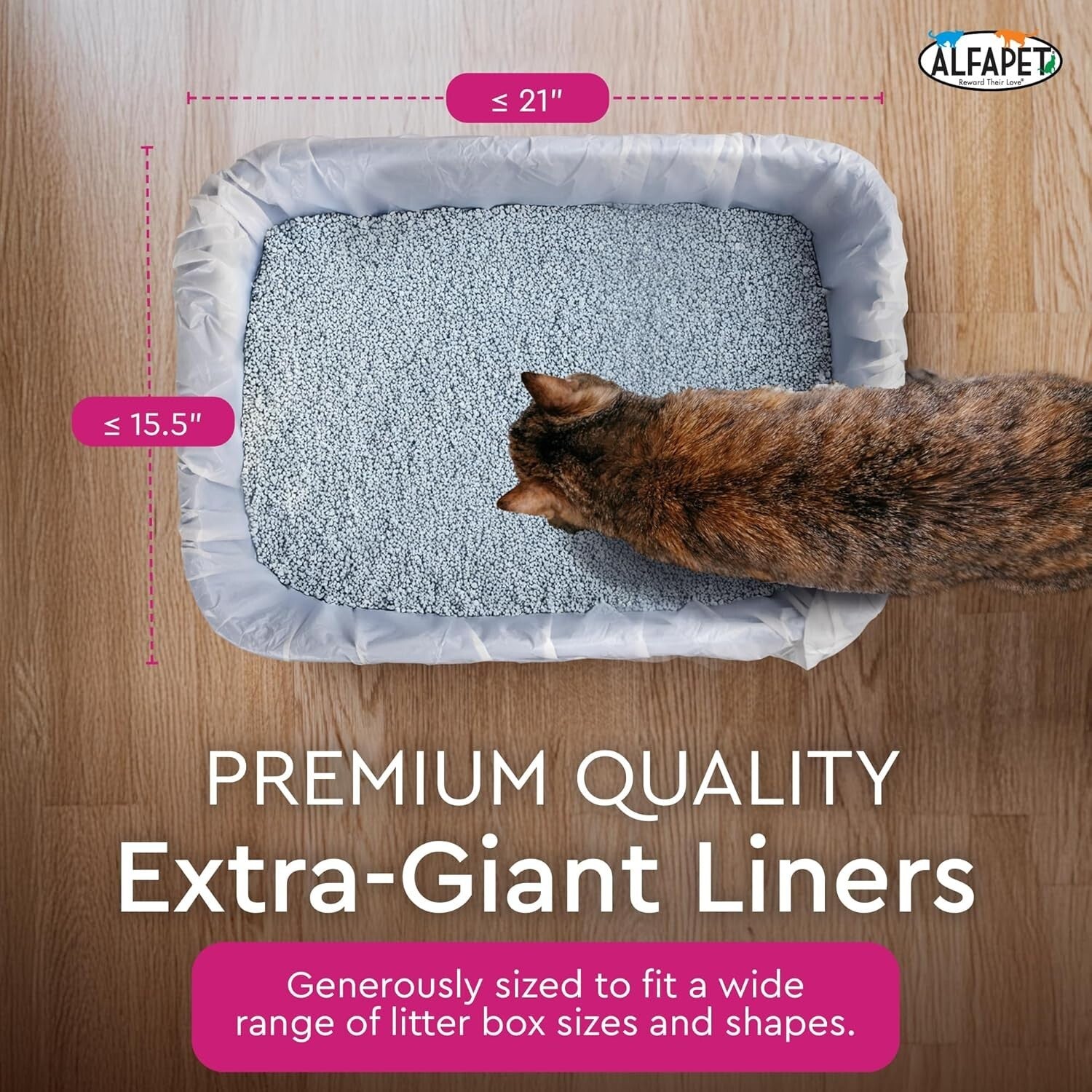 Tear-Resistant Extra Giant Cat Litter Liners with Sta-Put Technology - 60 Count