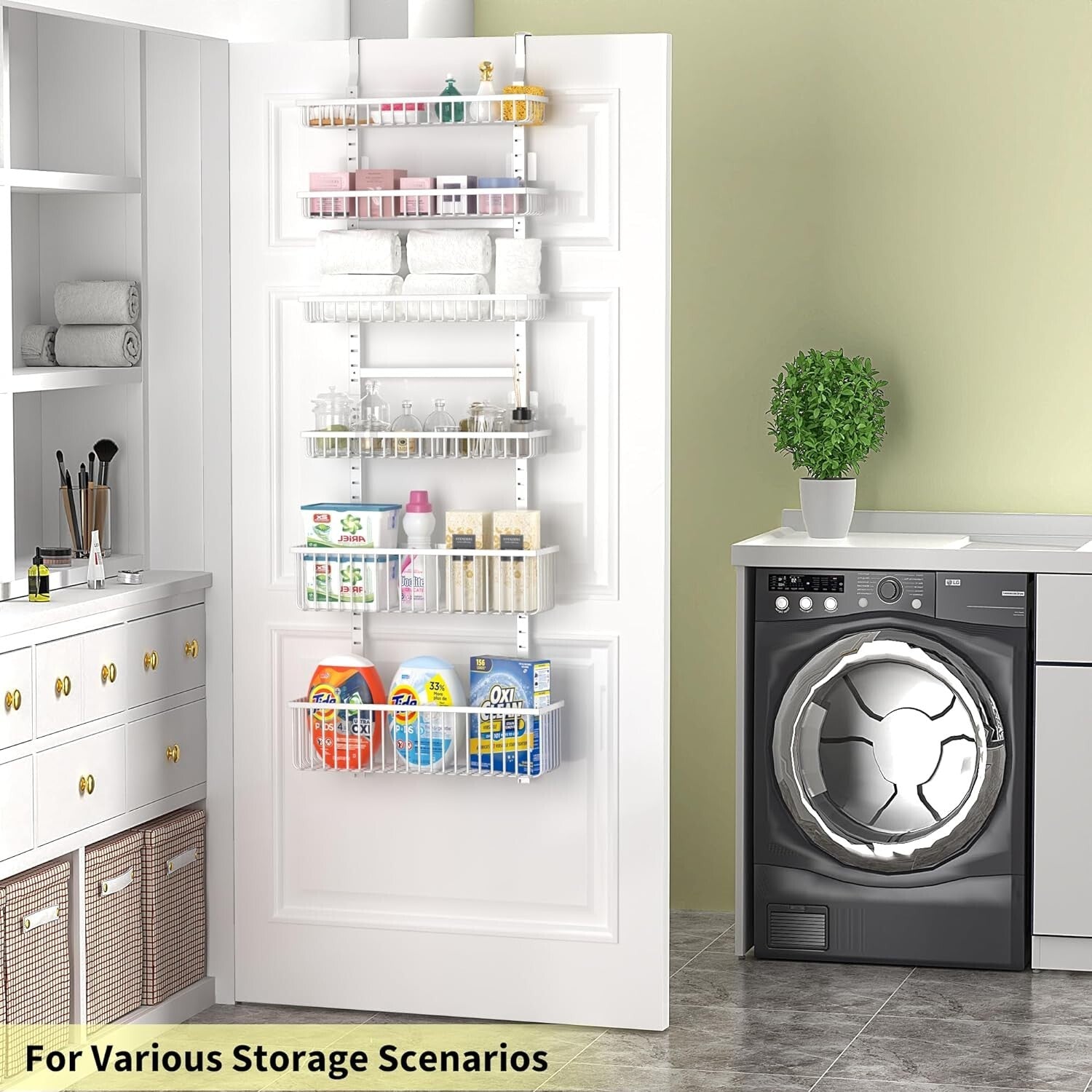 Durable 6-Tier Hanging Basket Organizer for Pantry and Household Essentials