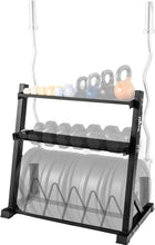 Load image into Gallery viewer, Multi-Functional Weight Storage Rack with 6 Pegs &amp; Barbell Stand – Max 1190 lbs