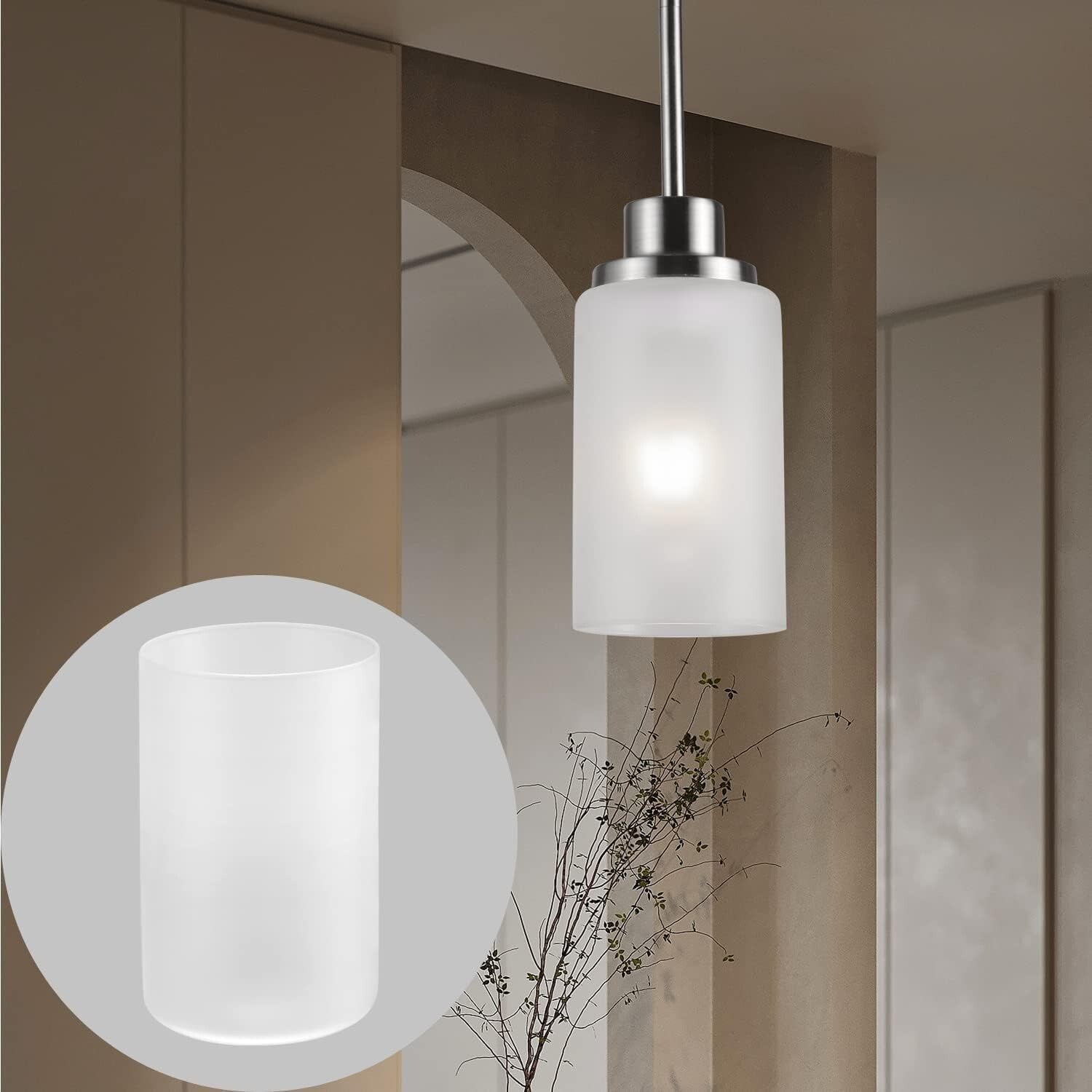 4-Pack White Frosted Glass Shades, Ideal for Pendant & Wall Lighting Fixtures