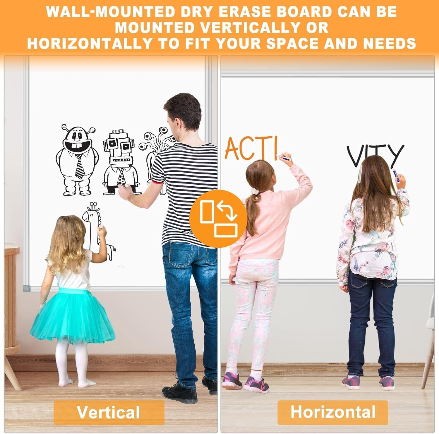 72"x40" Magnetic Dry Erase Board - Wall-Mounted Aluminum Presentation Tool