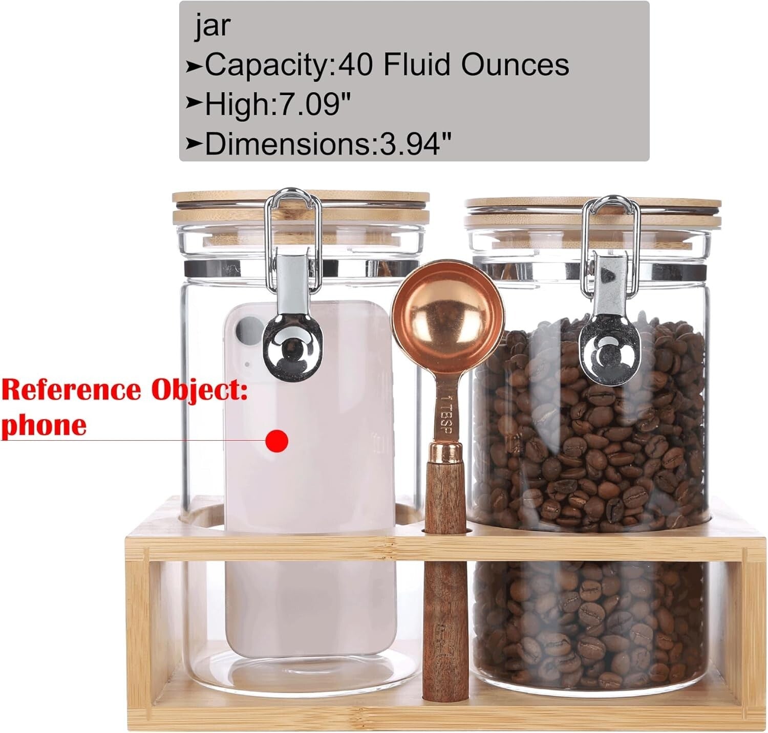 Bamboo Lidded Glass Canisters - Keep Coffee Beans Fresh & Stylishly Organized