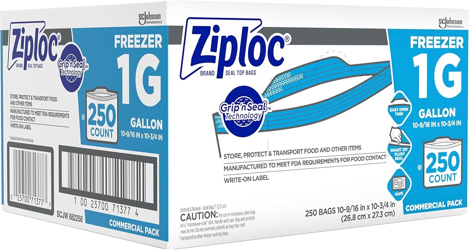 Versatile 250 Count Ziploc 1 Gallon Freezer Bags - Ideal for Meal Prep