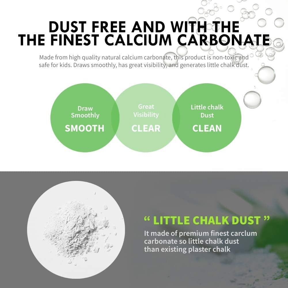 Vivid 72 Pcs Luminous Chalk - Dustless, Non-Toxic & Perfect for All Ages