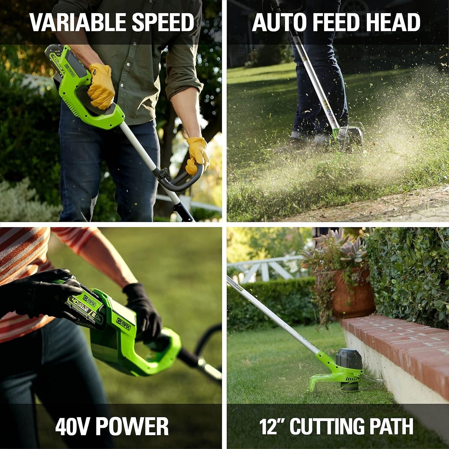 Battery Powered 12" String Trimmer with 2.0Ah Battery - Easy Lawn Maintenance