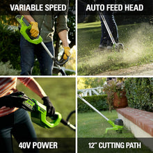 Load image into Gallery viewer, Battery Powered 12" String Trimmer with 2.0Ah Battery - Easy Lawn Maintenance