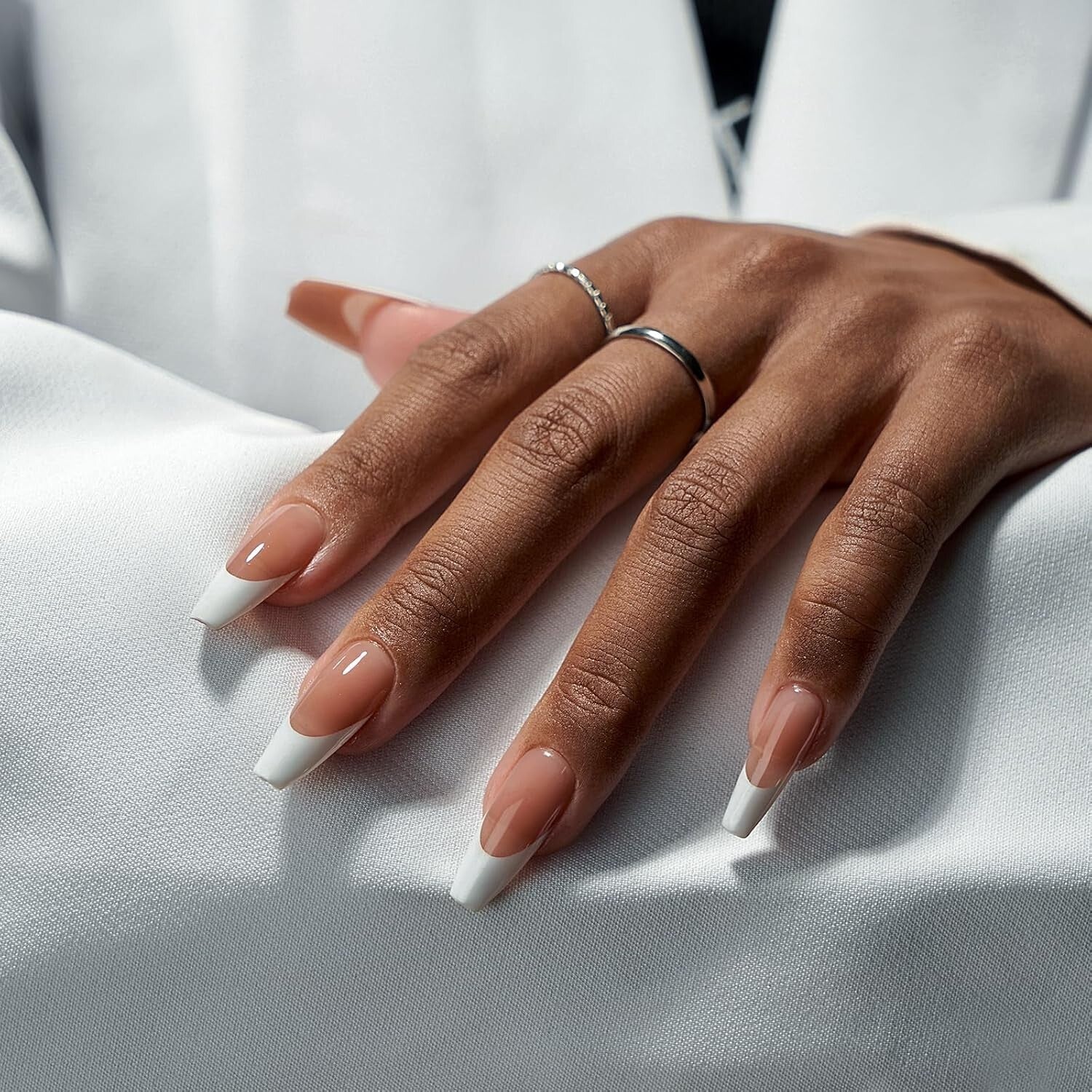 Easy Application French Gel Nail Kit - Brown Medium Coffin with 30-Day Longevity