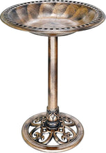 Load image into Gallery viewer, Sturdy 28-Inch Copper Pedestal Bird Bath – Perfect for Attracting Butterflies