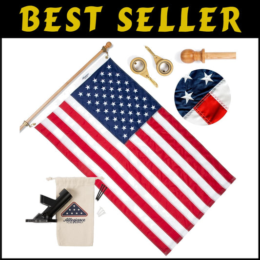 Locally-Sourced 3' x 5' American Flag | Handcrafted Nylon with Embroidered Stars