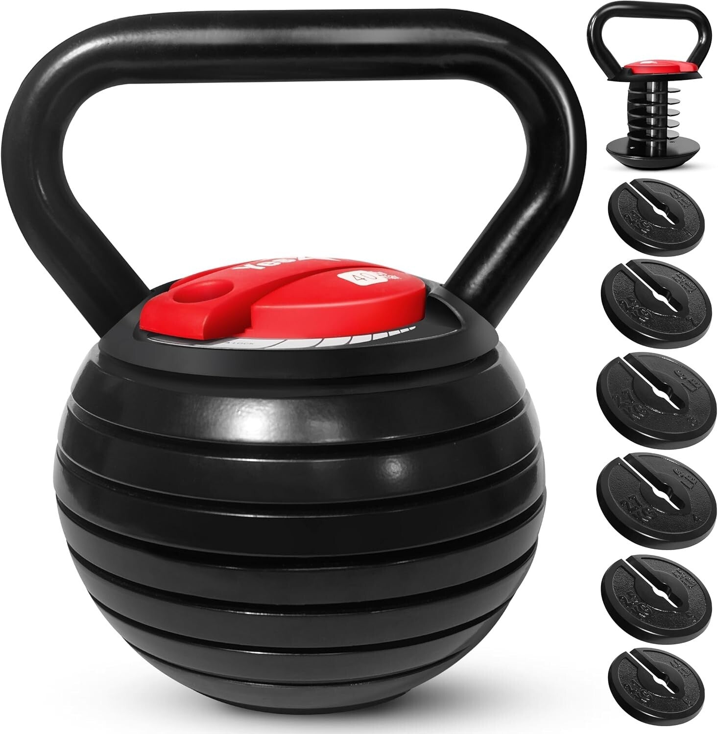 Adjustable 40lb Cast Iron Kettlebell with Non-Slip Handle for Versatile Workouts