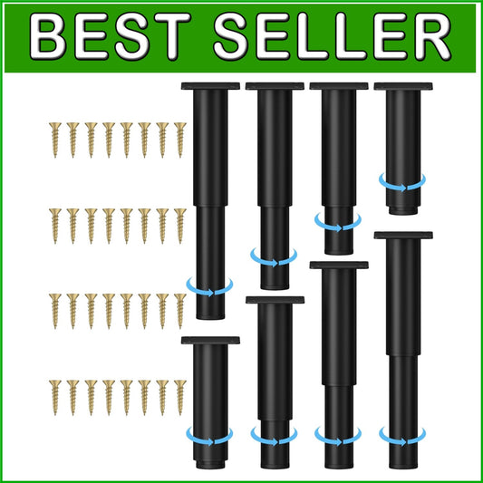 8 Heavy-Duty Adjustable Furniture Legs - Modern Black Metal Legs for Home Decor