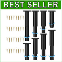 Load image into Gallery viewer, 8 Heavy-Duty Adjustable Furniture Legs - Modern Black Metal Legs for Home Decor