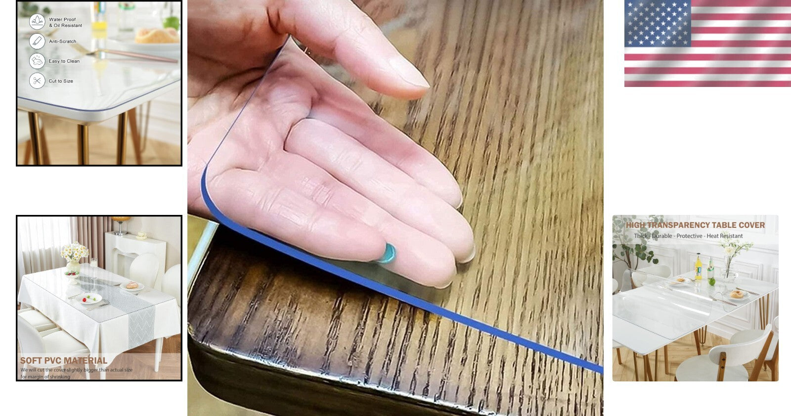 Transparent 42" x 70" Clear Table Cover - Waterproof, Heat-Resistant Vinyl