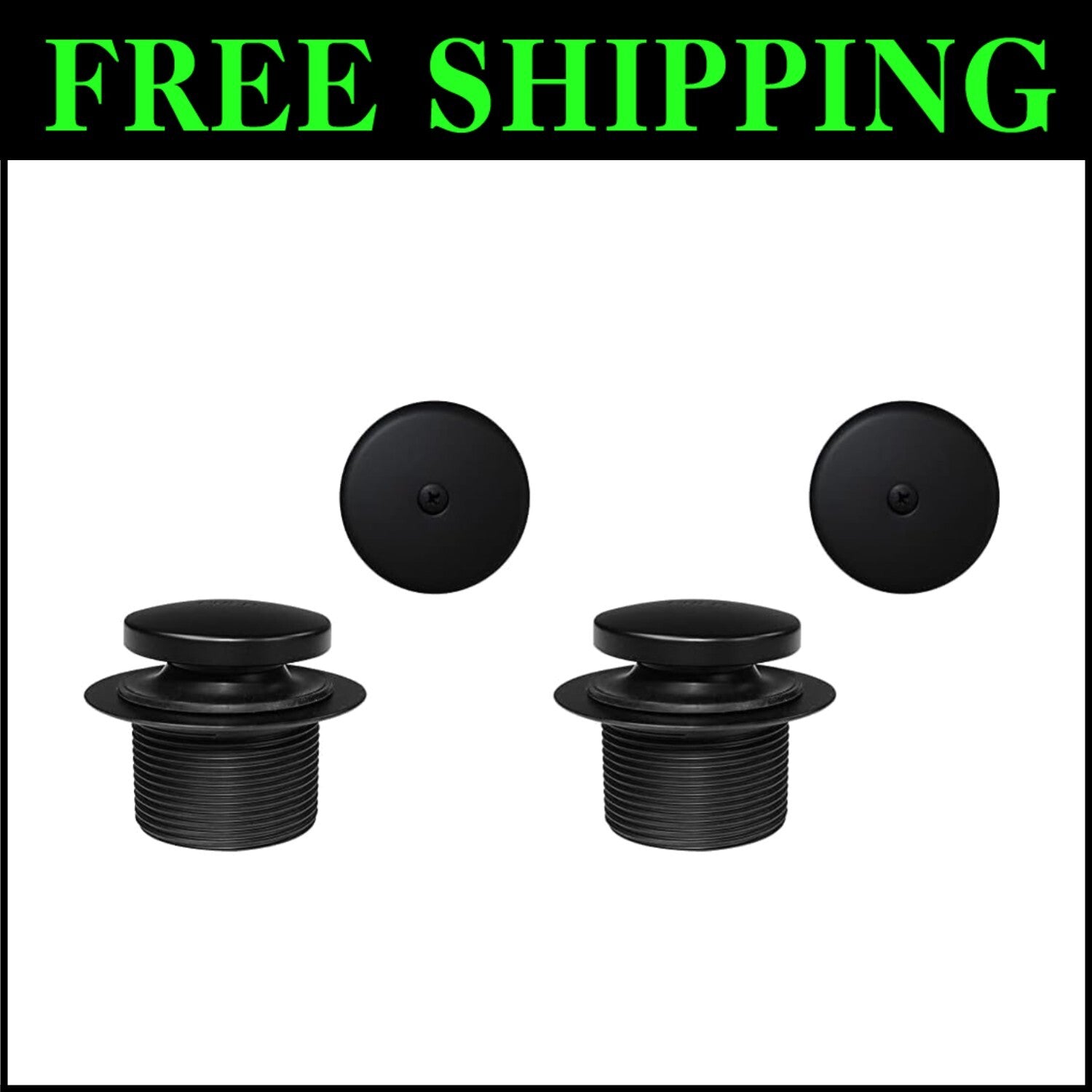 Easy Installation Matte Black Tub Trim Kit with Tip-Toe Drain Plug - 2-Pack