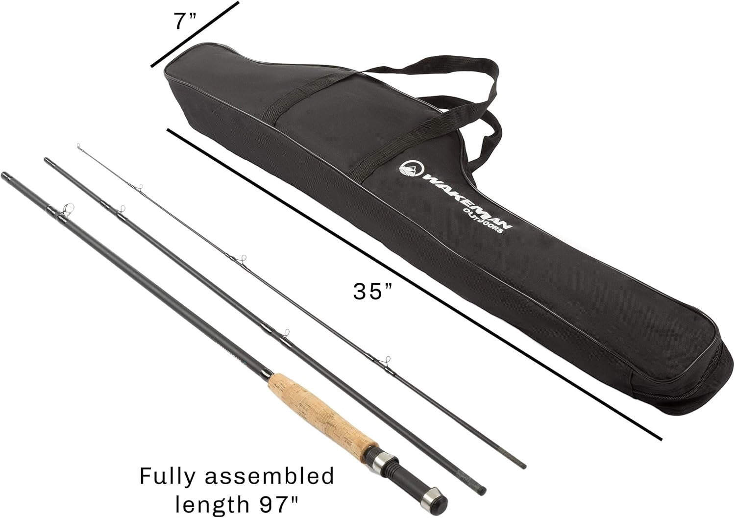 Durable Fly Fishing Rod & Reel Combo for Bass & Trout - Includes Carrying Case