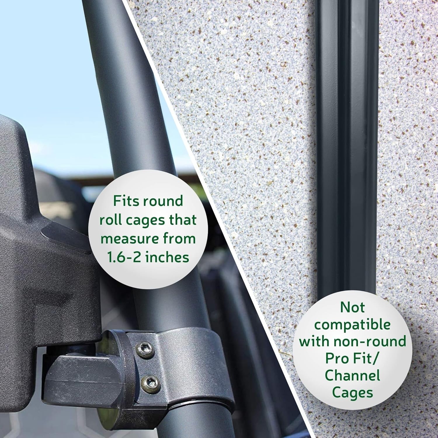 Durable UTV Rear View Side Mirrors - Convex 2 Pack for 1.6" - 2" Roll Cages