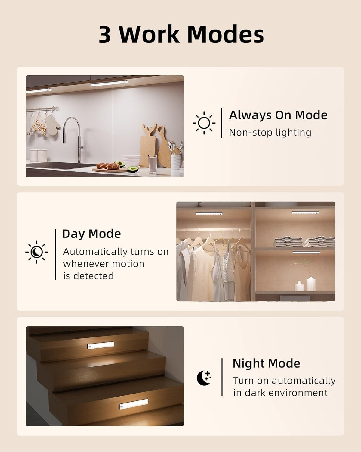 6-Pack Rechargeable Motion Sensor Under Cabinet Lights with Remote Control