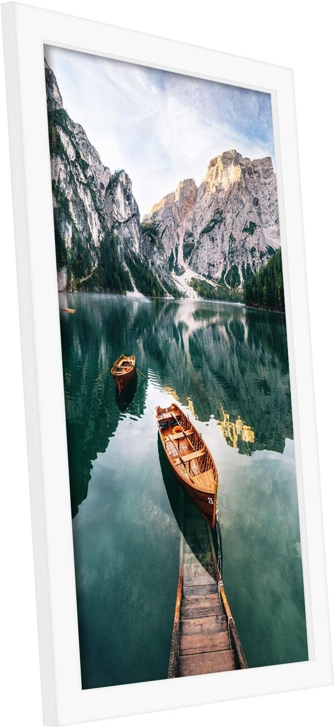 Versatile 12x18 Wall-Mount Photo Frame with White Finish - Horizontal & Vertical