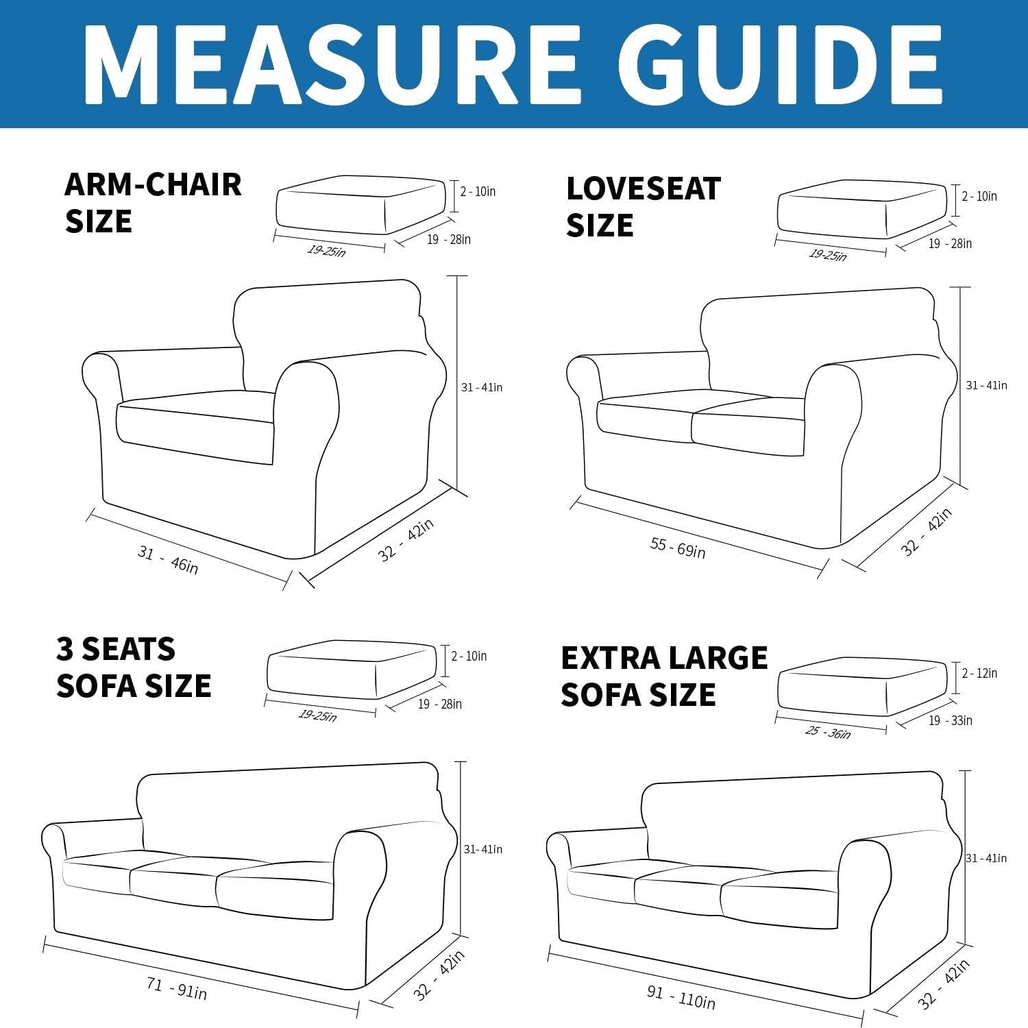Super Stretch Jacquard Chair Covers for Living Room - 2-Piece Silver Grey Set