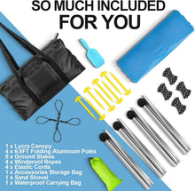 Load image into Gallery viewer, Durable 10x10ft Sun Shelter - Beach Canopy with Foldable Poles &amp; Windproof Ropes