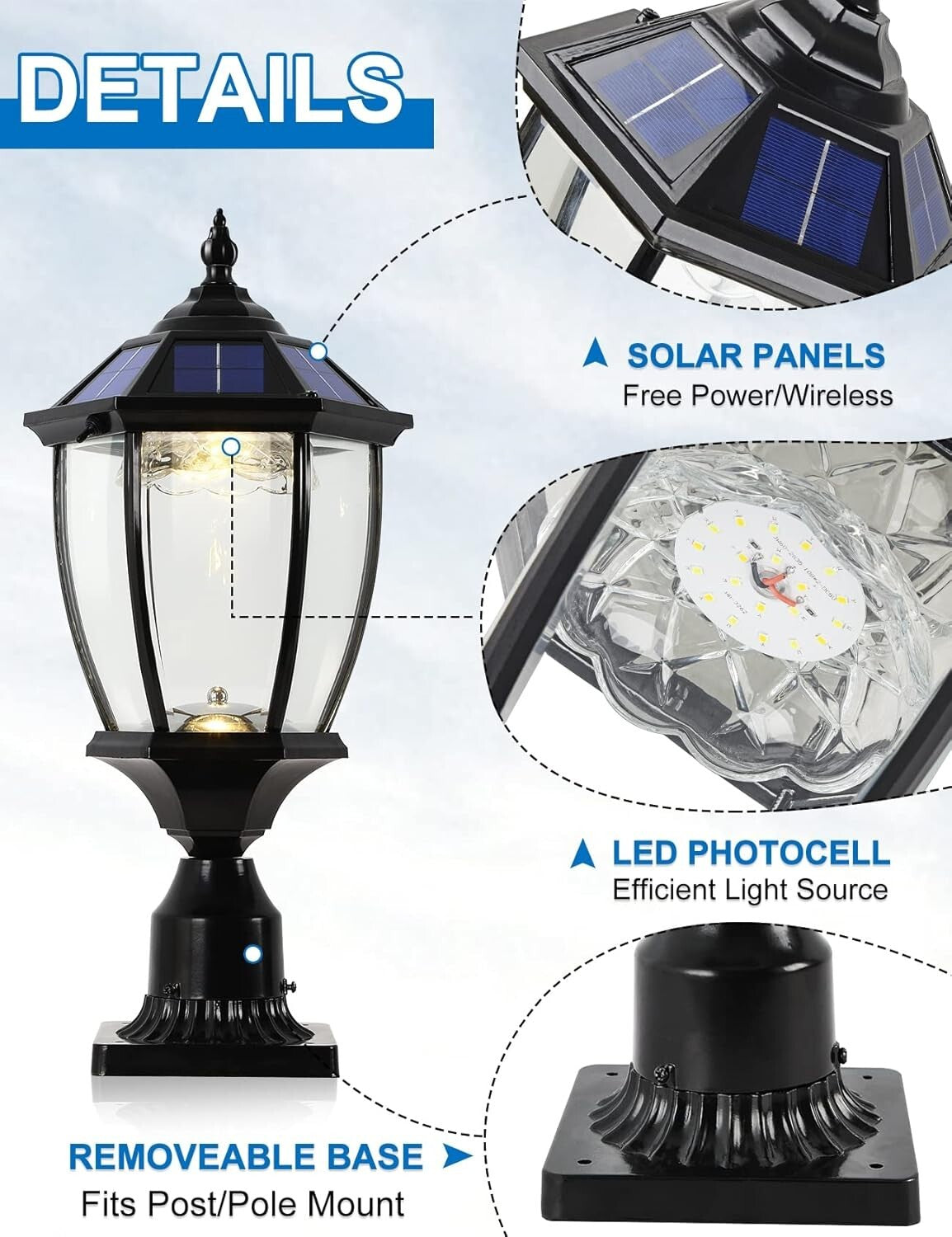 Elegant Solar Lamp Post Light with Dual Color for Patio & Garden Ambiance