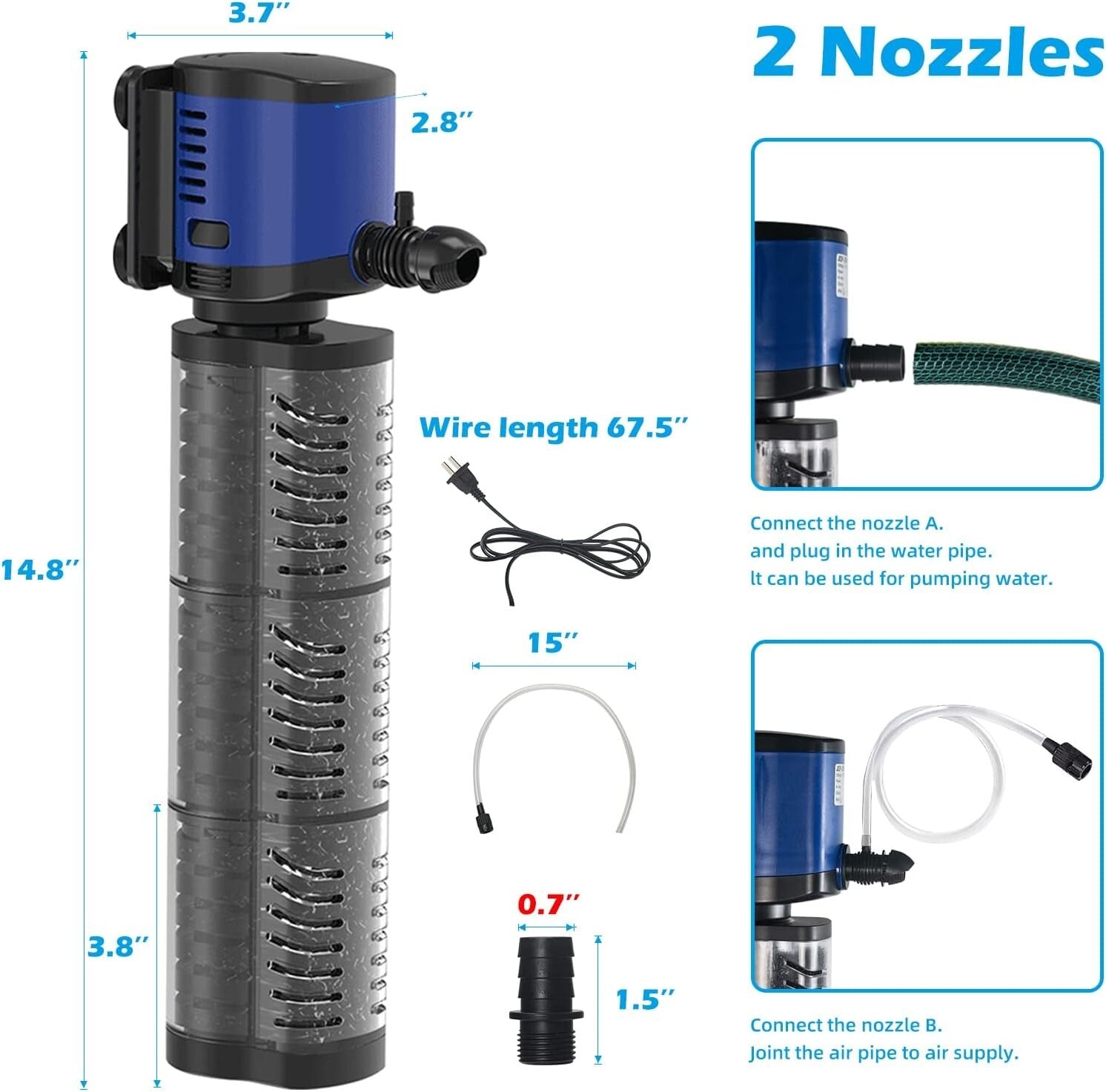 Aquarium Pump with Transparent Filter Design - Crystal Clear Water & Happy Fish