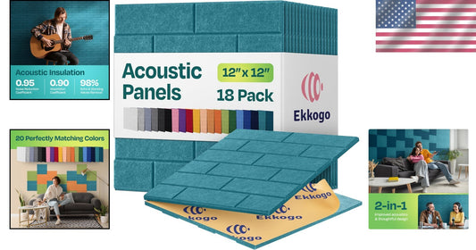 18-Pack Premium Acoustic Panels - Brick Design, Self-Adhesive, for Noise Damping