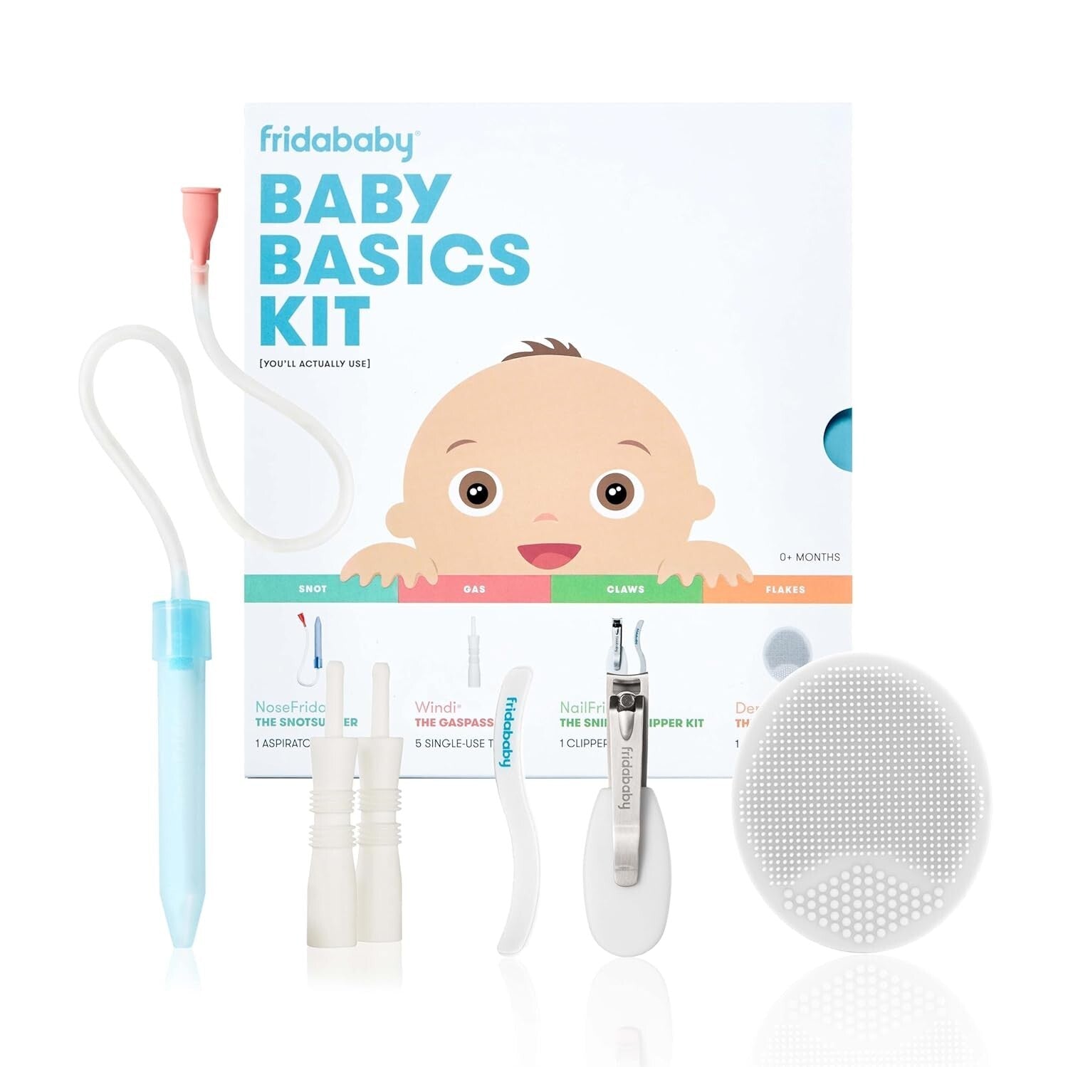 Complete Baby Basics Kit with NoseFrida, Windi Gas Relief & Silicone Brush