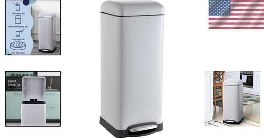 Betty Retro 8-Gallon Step-Open Trash Can - Stylish & Fingerprint Resistant