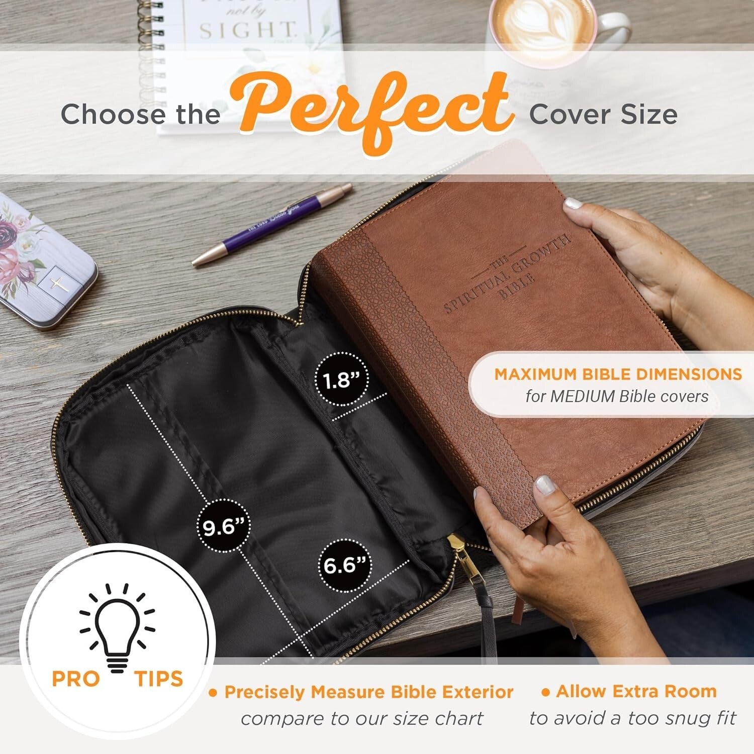 Water-Resistant 'Amazing Grace' Bible Cover in Stylish Black & Tan Faux Leather