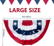 Load image into Gallery viewer, 6-Pack 3x6 Ft American Flag Bunting - Bright Pleated Fan Flag for Celebrations