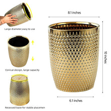 Load image into Gallery viewer, Stylish Open-Top Gold Trash Can - Durable Ceramic Waste Container for Any Room