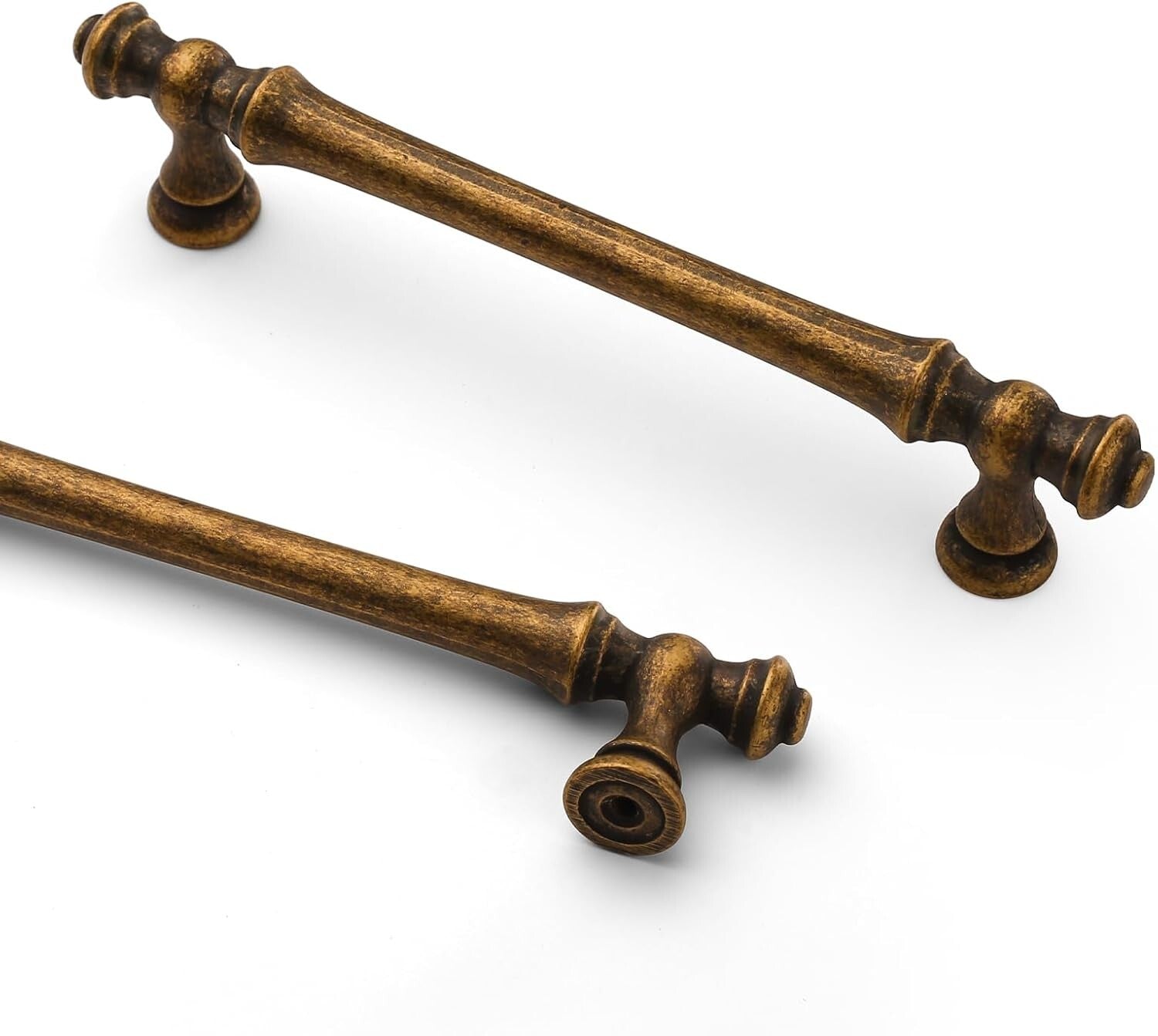 10-Pack Vintage Antique Brass Kitchen Cabinet Handles - 5" Center Spacing