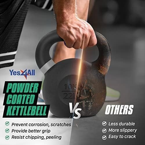 44-Pound Cast Iron Kettlebell Set - Powder Coated for Ultimate Strength Training
