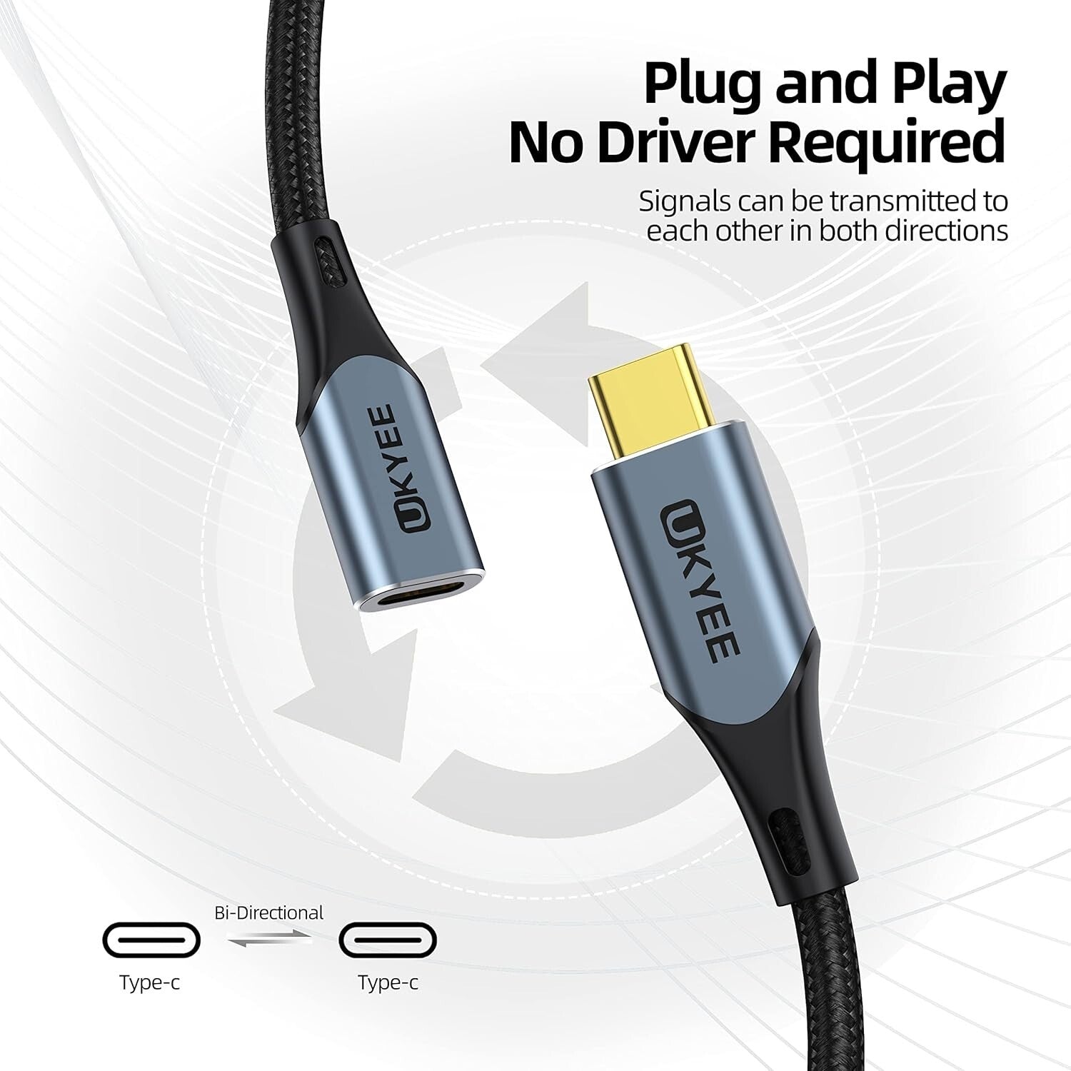 10-Pack USB C Extension Cable 3.3Ft, 100W Fast Charging & 10Gbps Data Speed