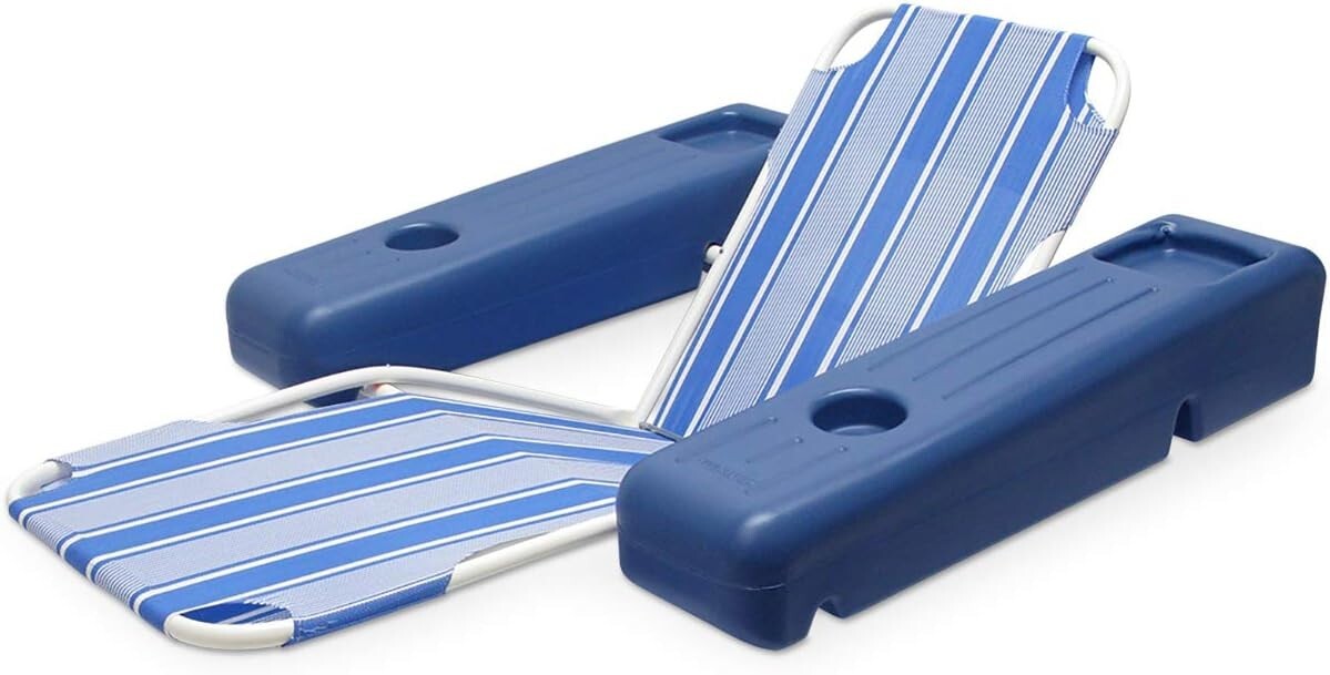 Extra-Large Non-Inflatable Pool Lounge Chair with Beverage Holders for Adults