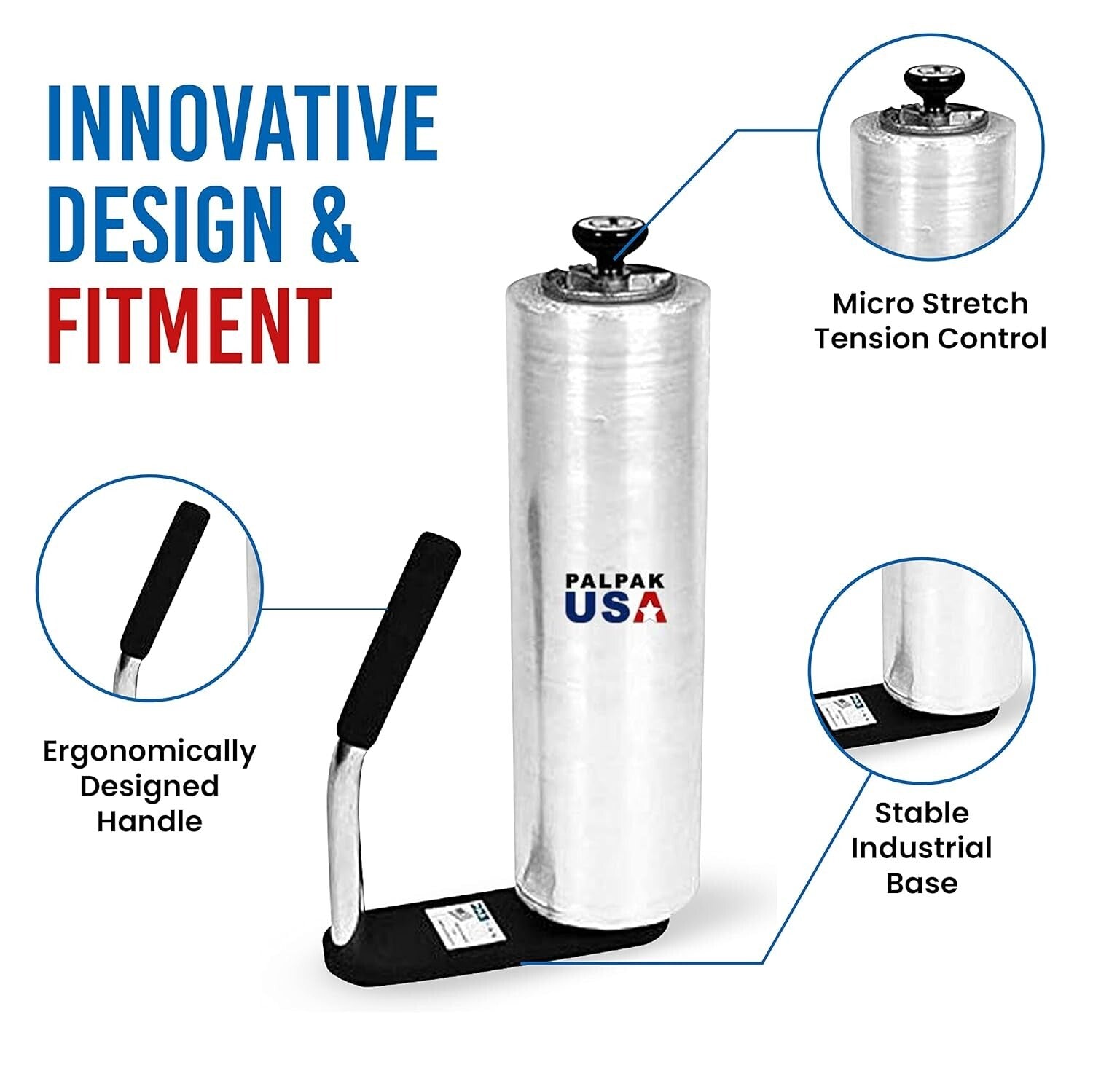 Versatile Stretch Film Dispenser - Pallet Wrap Handle with Adjustable Tension
