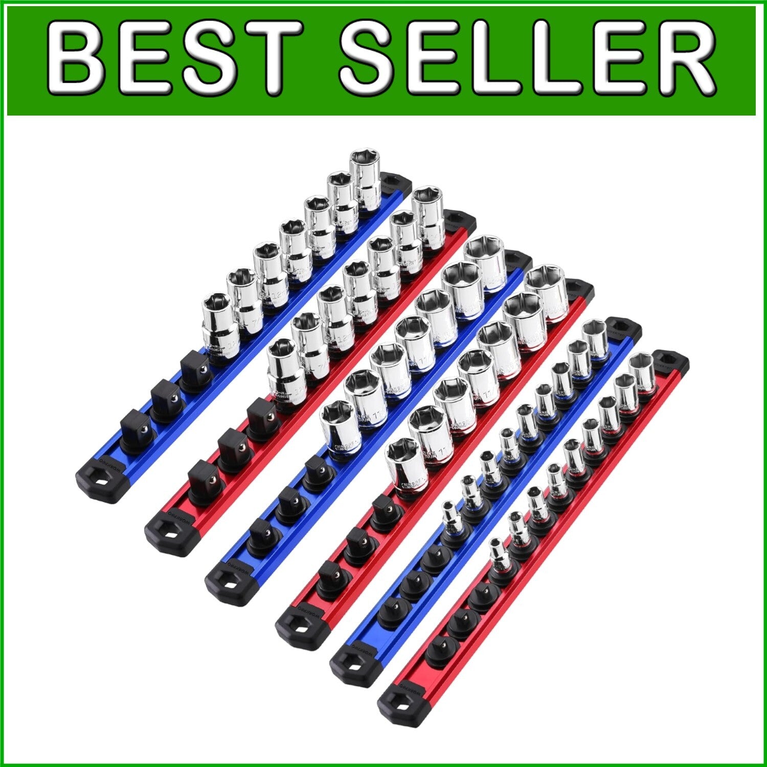 Durable 6-Piece Magnetic Socket Organizer with Easy Access Clips - 13.2 Inches