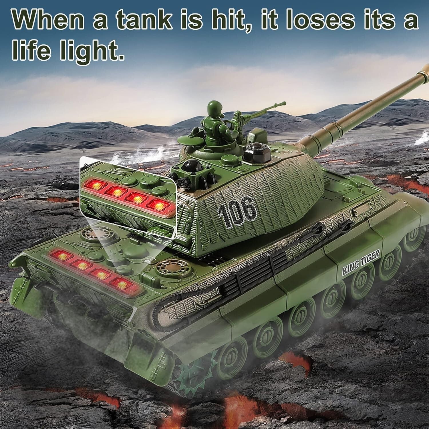 2.4GHz Anti-Interference RC King Tiger Tank for Indoor & Outdoor Adventures