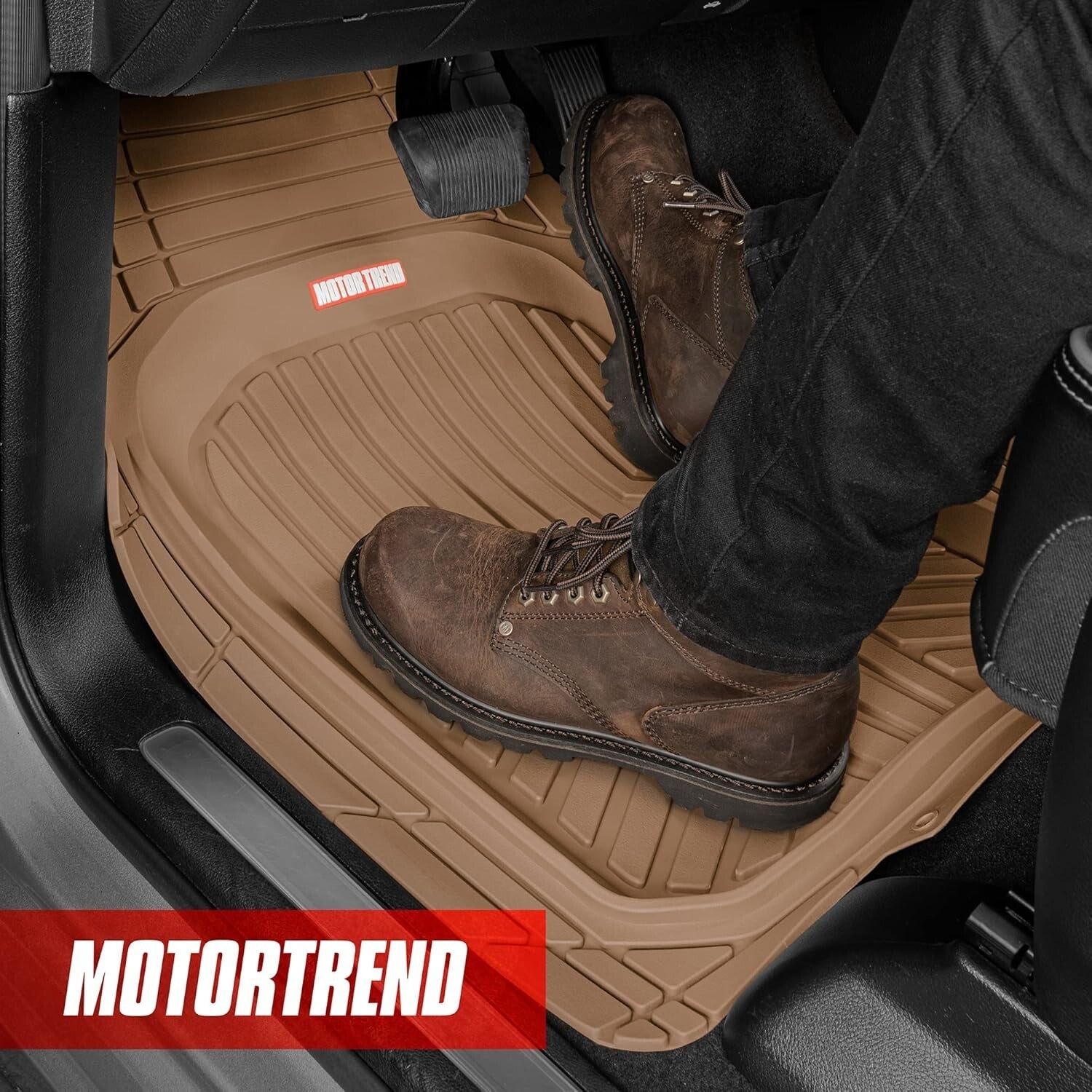 FlexToughXL Heavy-Duty Floor Mats - Universal Fit for Cars & SUVs - Beige