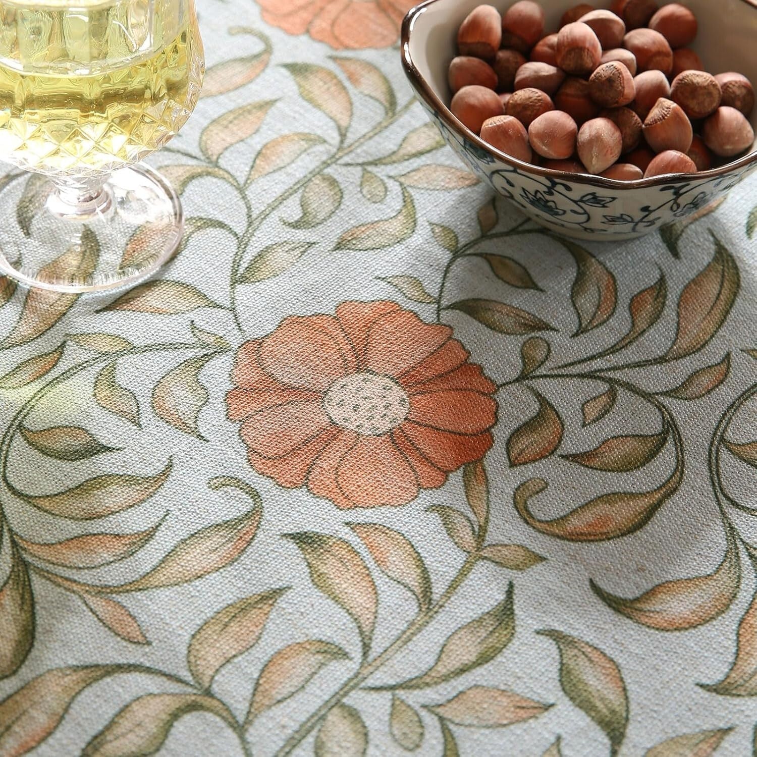 Elegant French Country Rustic Tablecloth - 67" Round with Pleated Corners