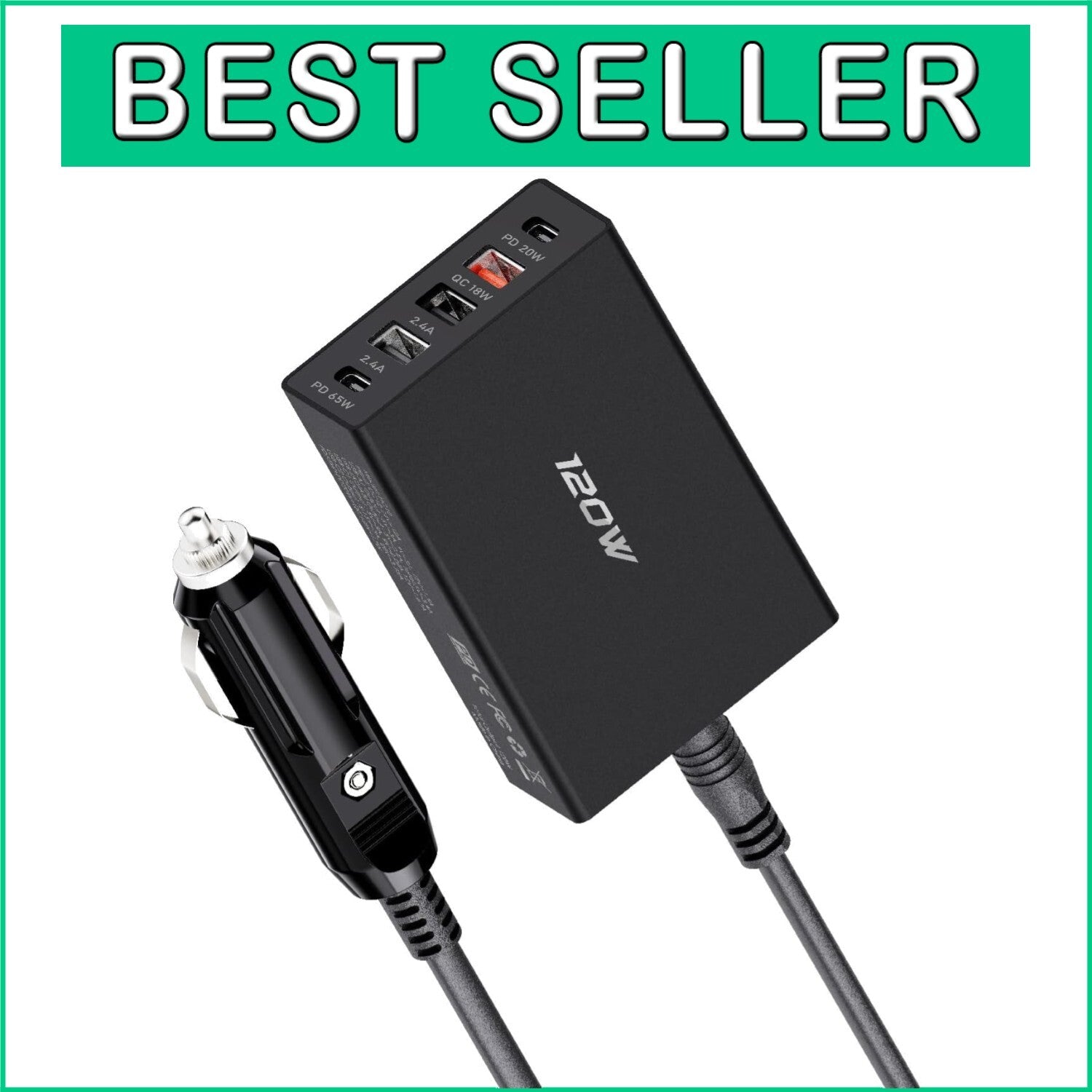 Versatile 5-Ports USB C Car Charger 120W - Fast Charging for All Devices