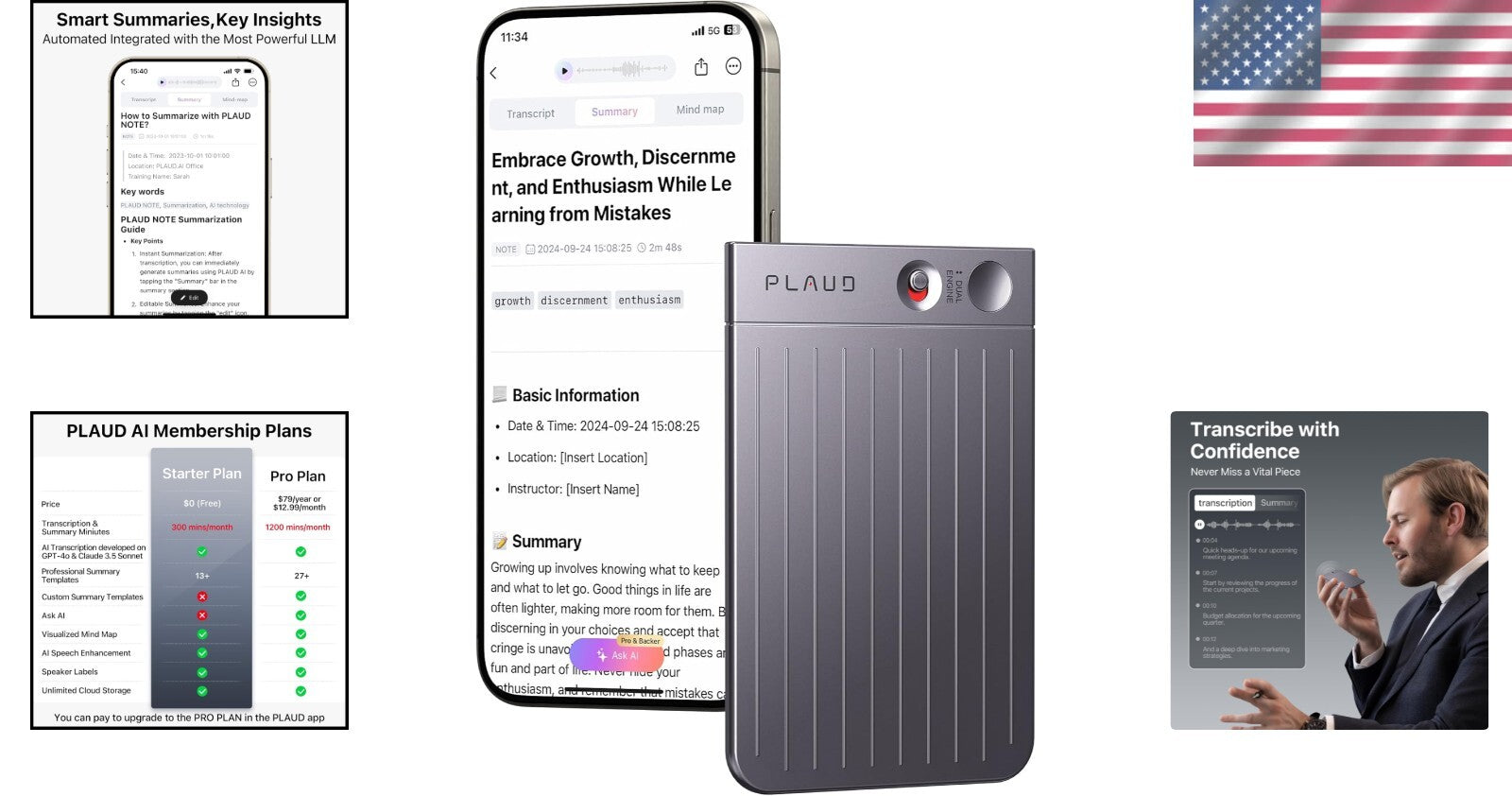 AI Voice Recorder with 64GB Memory & App Control - Precision Transcription Tool