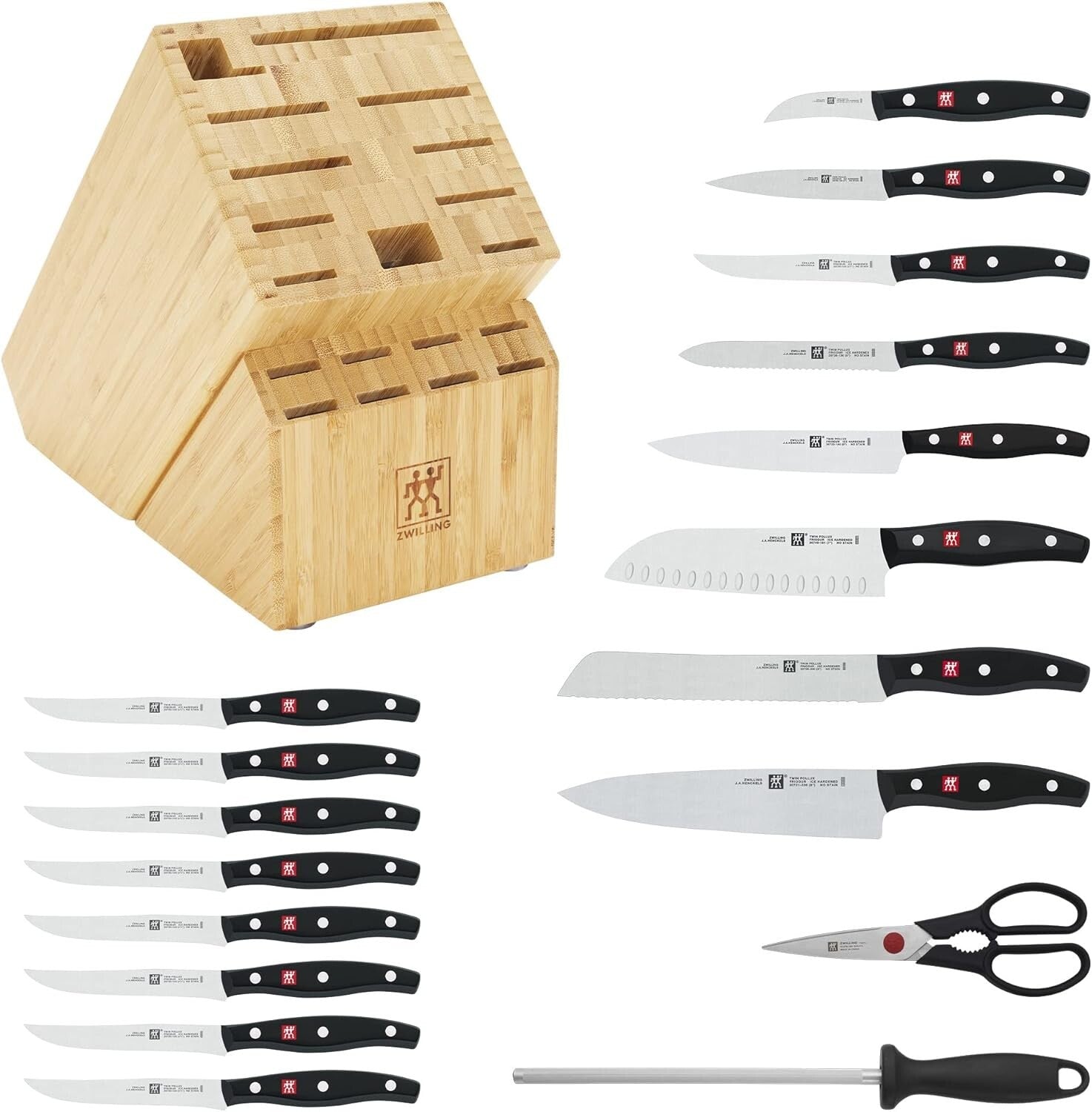 Complete TWIN Signature 19-Pc Knife Block Set with Dishwasher Safe Convenience