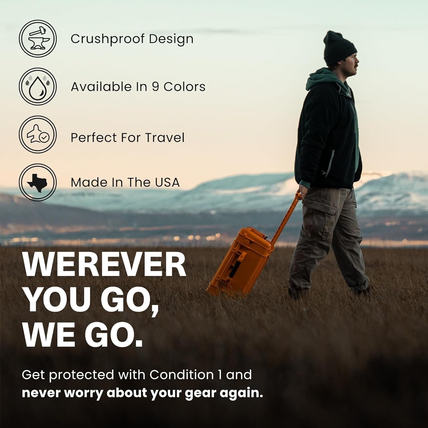 22" Rolling Lockable Hard Storage Case - Waterproof Protective Box for Gear