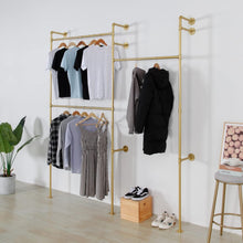 Load image into Gallery viewer, Industrial Style Wall-Mounted Clothes Rack - Gold Finish 330.7 lb Capacity
