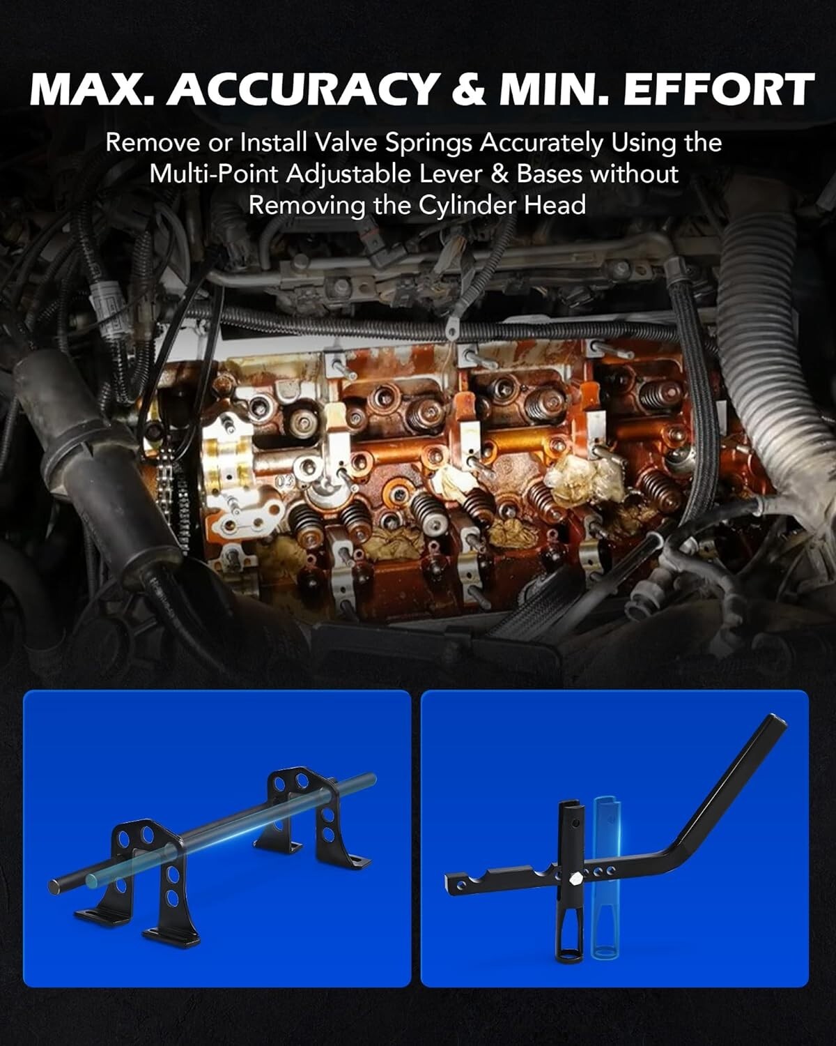 Universal Heavy-Duty Engine Valve Spring Compressor Tool with Storage Case