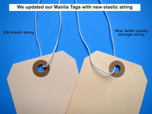 Load image into Gallery viewer, Elastic String Manila Tags - 500 Premium Quality 2 3/4” x 1 3/8” Shipping Labels